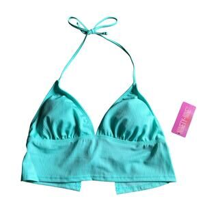 NWT! Juniors' Ninety-Nine° Mint Apron Crop Tankini Swim Top Size Large